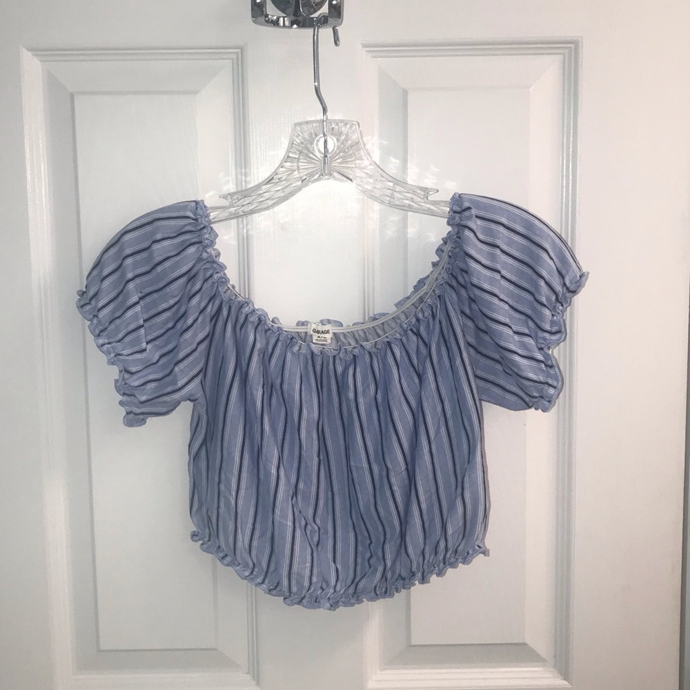 Garage Blue Striped Elastic Shirt
